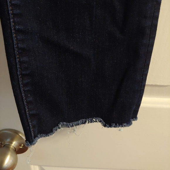 Banana Republic slim straight womens dark blue jeans Stretch frayed botton sz 31 - Picture 4 of 9